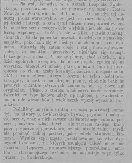 recenzja sztuki L.Świderskiego Na wsi, Dwutygodnik dla Kobiet, 1882.10.29 R.3 Nr3.jpg