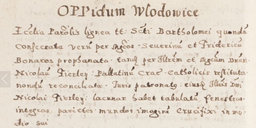 Kościół we Włodowicach, wizytacja radziwiłłowska, 1598 r., cz.1.jpg