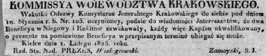 wakat w Niegowie, Dz.U.W.K. 7, 1825 r..jpg