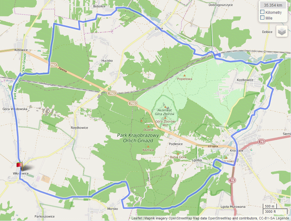 Mapa wycieczki