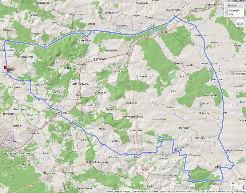 Listopadowa Jura i Prg Lelowski, mapka wycieczki