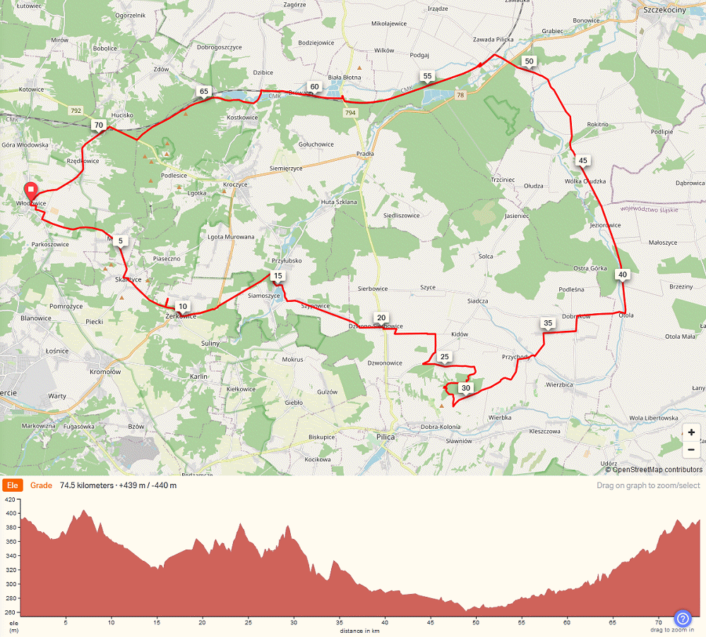 Mapa wycieczki