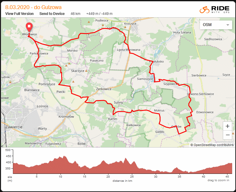 Mapa wycieczki