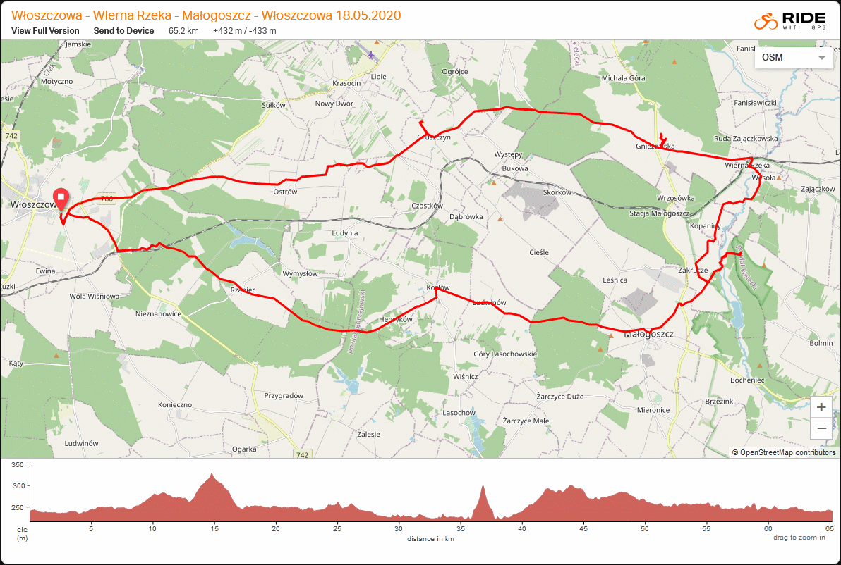 Mapa wycieczki