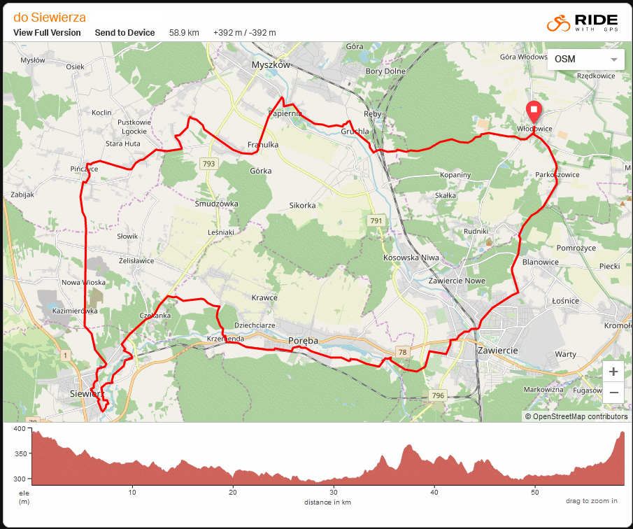 Mapa wycieczki