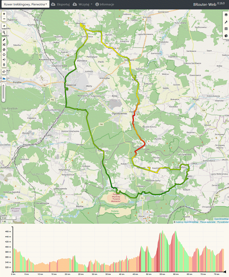 Mapa wycieczki