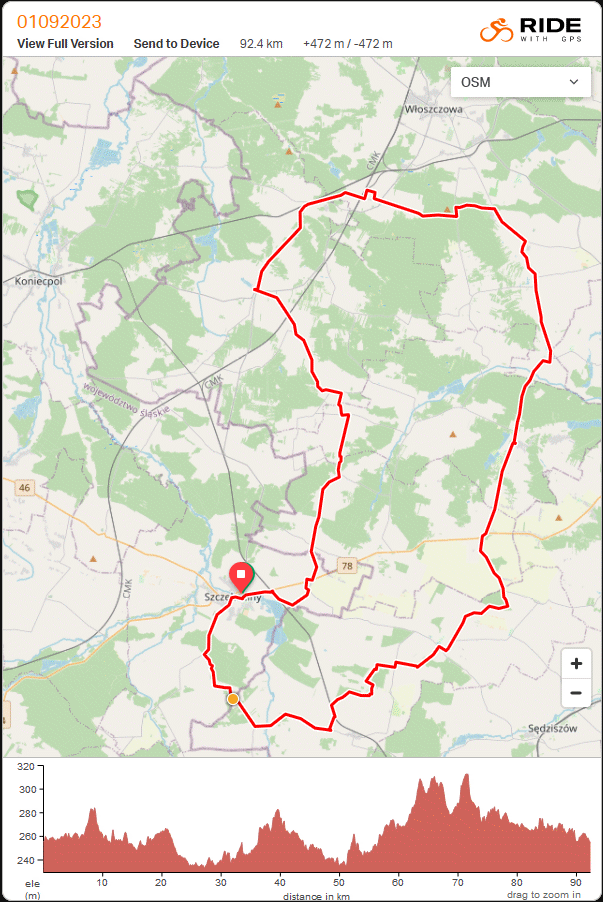 Mapa wycieczki