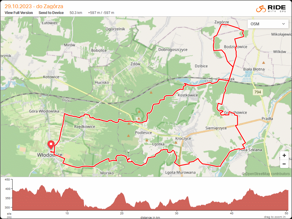 Mapa wycieczki