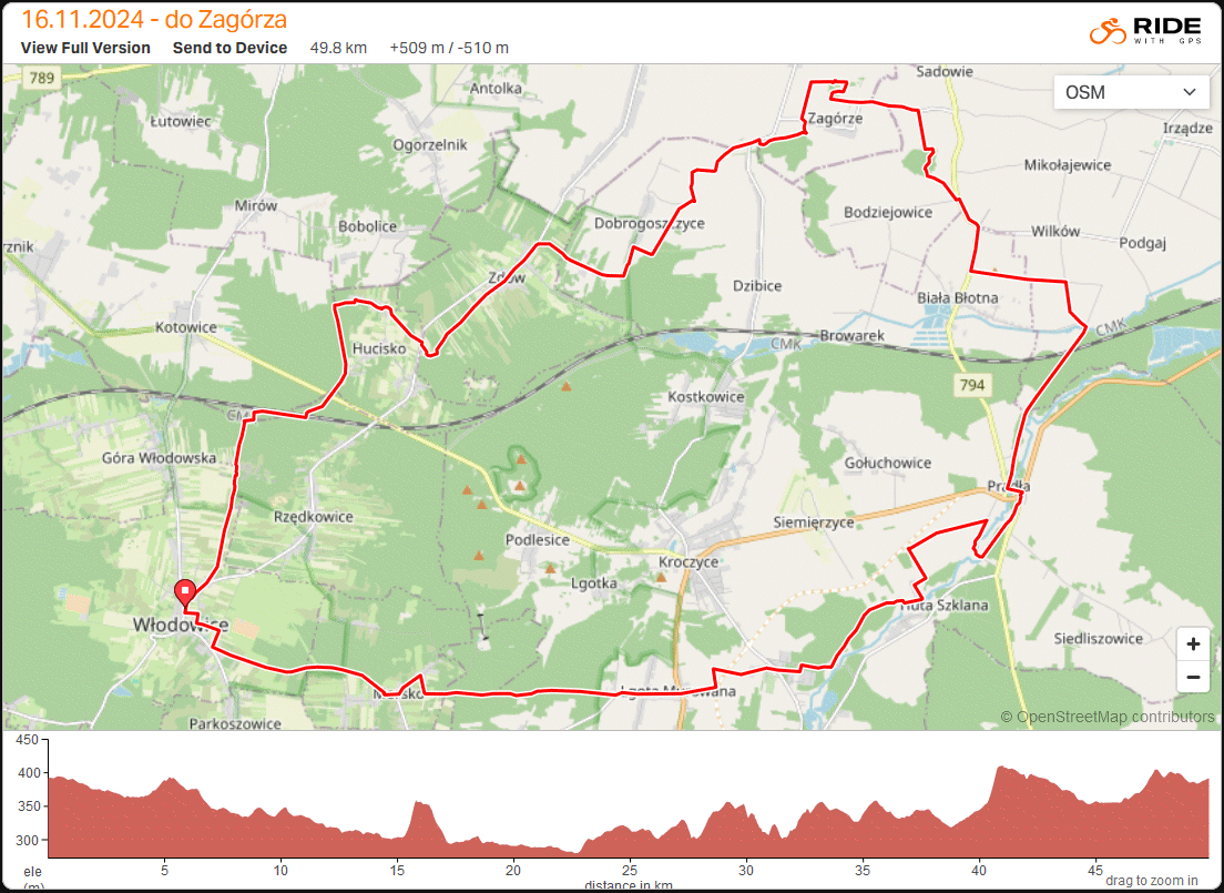 Mapa wycieczki