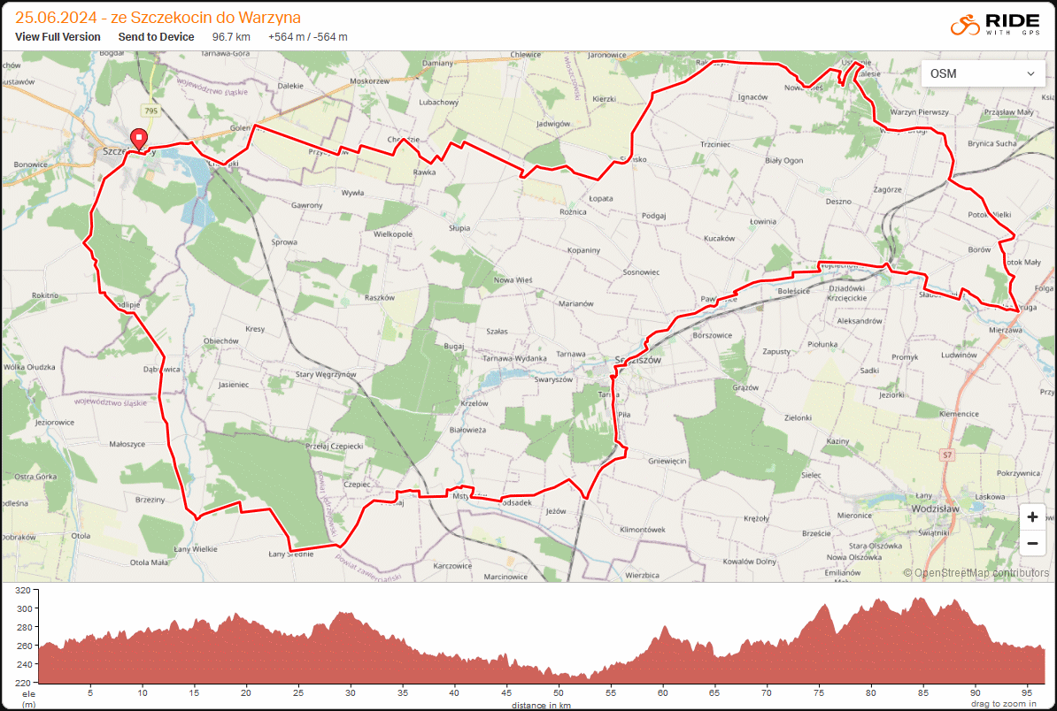 Mapa wycieczki