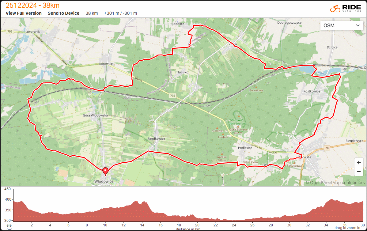 Mapa wycieczki