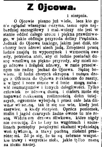 relacja z Ojcowa, 1907 rok, G.Cz. 216, 1907, cz.1.jpg