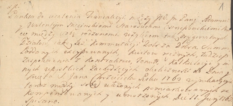 Układ między braćmi Adamem i Walentym Męcińskimi dotyczący działów majątku, 1763 r., cz.1.jpg
