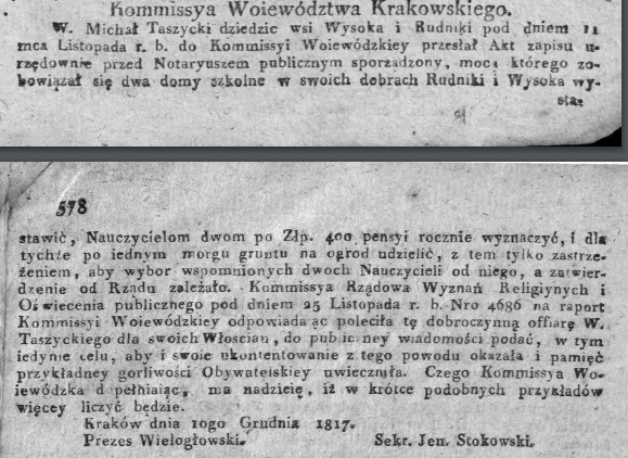 szkoły w Rudnikach i w Wysokiej, Dz.Rz.W.K.64, 1817 r..jpg
