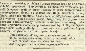parafia we wsi Niegowie, ks .Jan Termin, Gaz. Św. 16, 1881 r.. cz.2.jpg