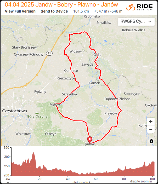 Mapa wycieczki